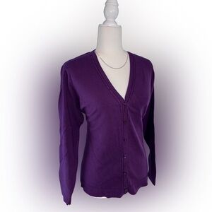 George Women's Size XL Purple Long Sleeve Front Button Up Cardigan Sweater